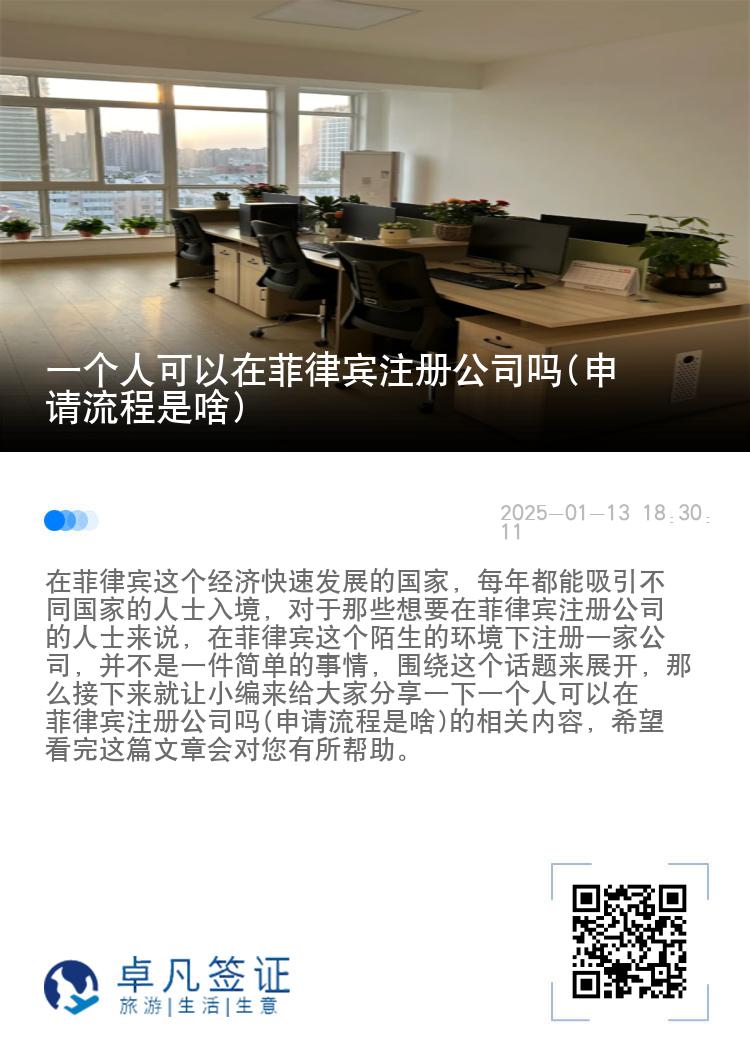 一个人可以在菲律宾注册公司吗(申请流程是啥)